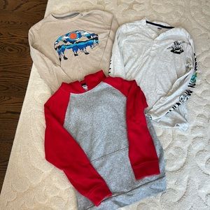 Three boys, Old Navy, long sleeve shirts, all size extra large, 14–16